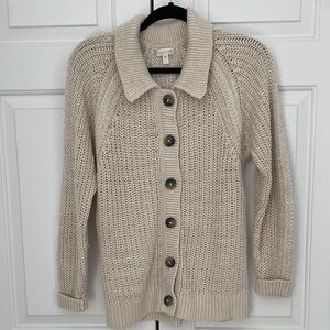 Garnet Hill Cream Button-Up Cardigan